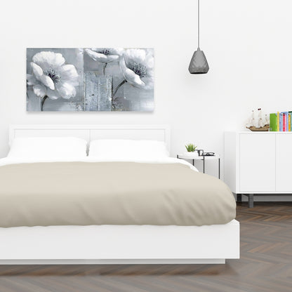 Gray & White Flowers Canvas - Floral Botanical Bedroom Decor