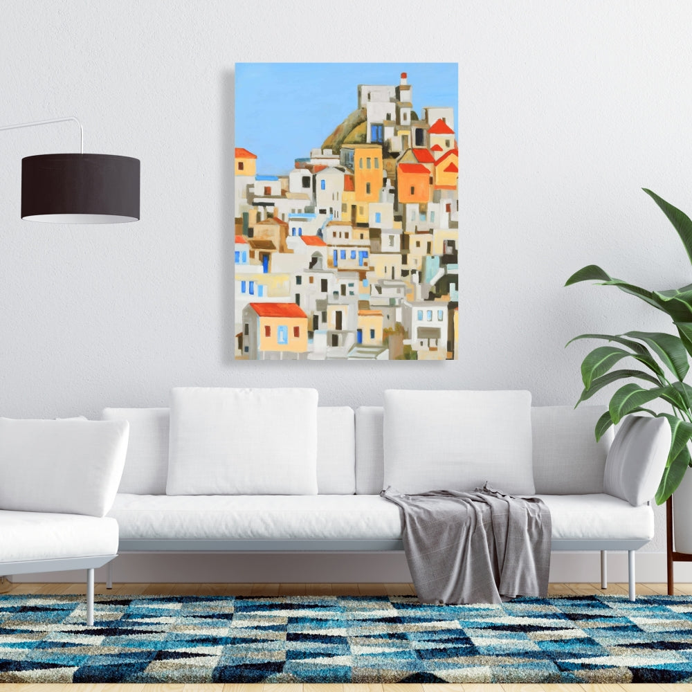 Small Houses in Greece Canvas | Blue Cities Home Decor