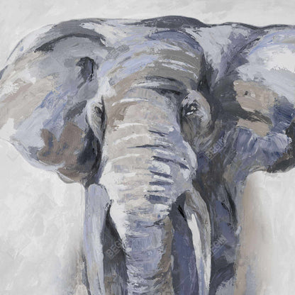 Pastel Blue Elephant Canvas | African Wildlife Home Decor