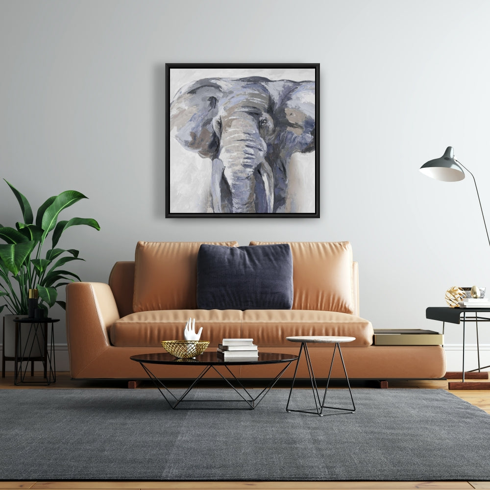 Toile Éléphant bleu pastel | Décoration d'intérieur sur la faune africaine
