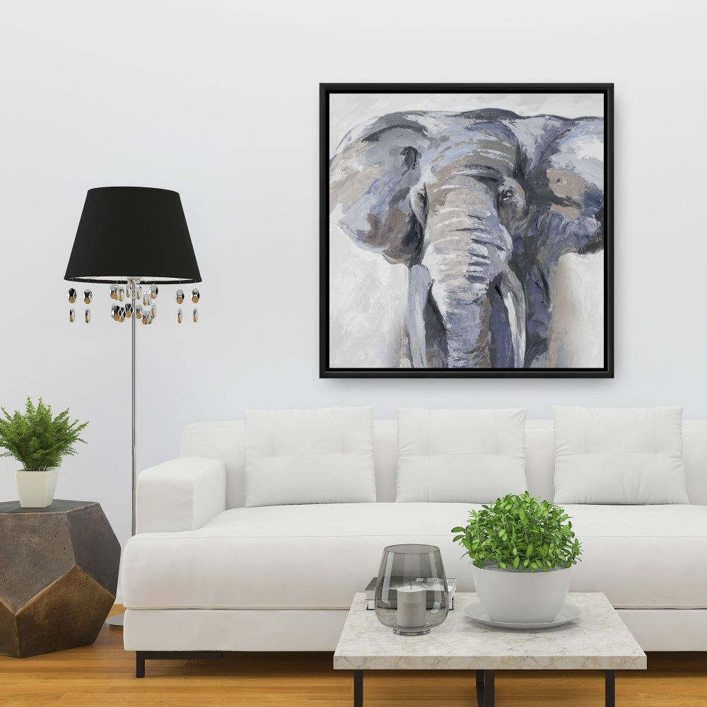 Toile Éléphant bleu pastel | Décoration d'intérieur sur la faune africaine