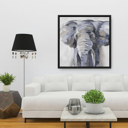Toile Éléphant bleu pastel | Décoration d'intérieur sur la faune africaine