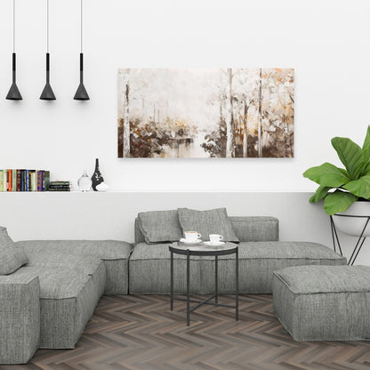 Abstract White Forest Brown Canvas | Landscape Tree Decor
