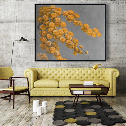 Golden Wattle Plant Gray Framed Canvas | Home Decor Art