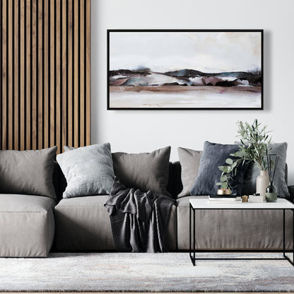 Blue Bedroom Watercolor Mountains Canvas - Modern Home Decor