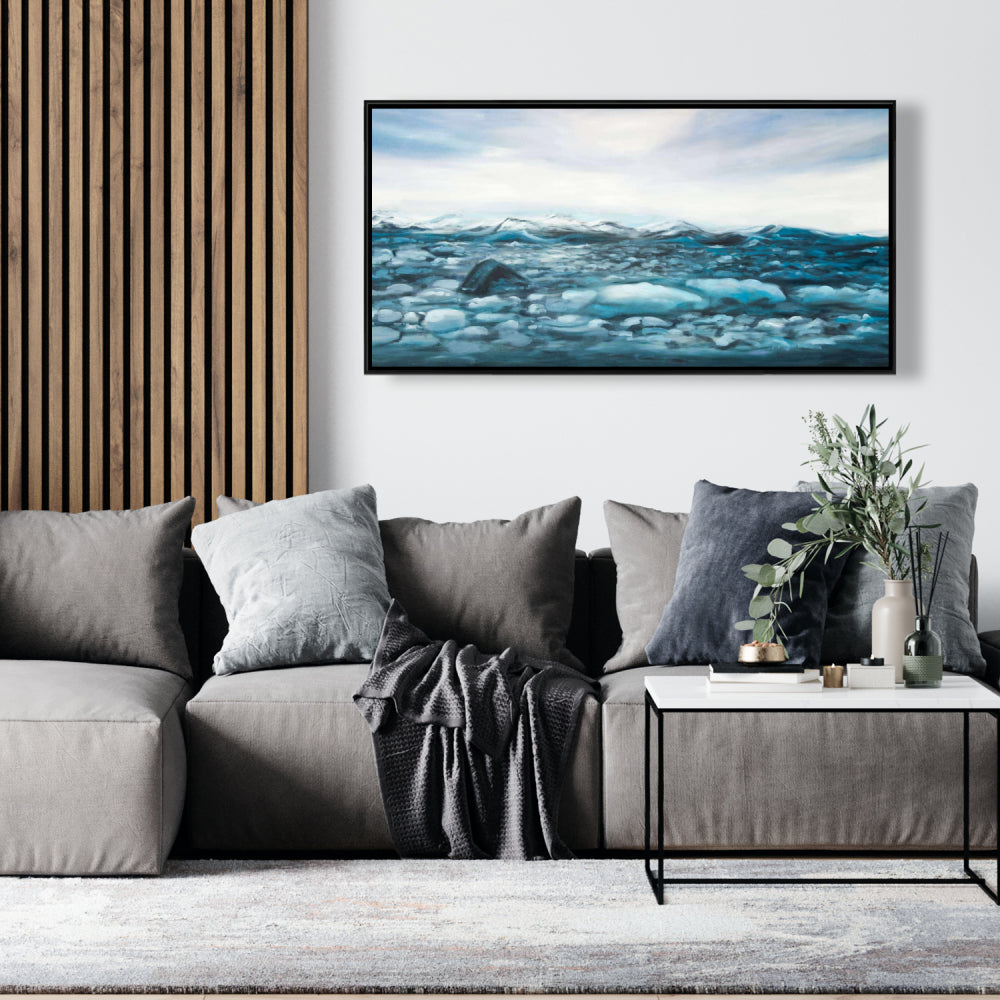 Toile « Glaciers en Islande » | Décoration murale encadrée « Blue Mountains »