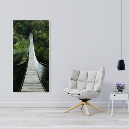 Suspended Bridge in Forest Canvas - Modern Tree Landscapes