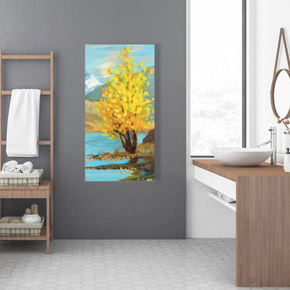 Toile « Arbre jaune et reflets » | Décoration murale moderne pour chambre à coucher