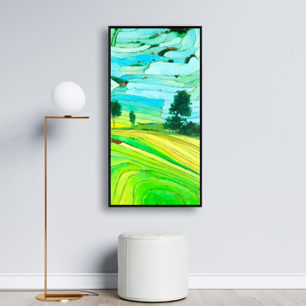 Rice Fields of Vietnam | Blue Framed Canvas for Home Decor