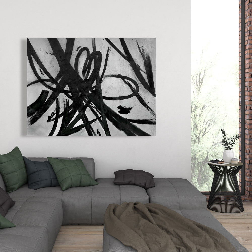 Gray Abstract Minimalist Canvas - Circular Strokes Home Decor