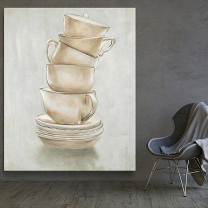 Contemporary Coffee Mugs Canvas | Modern Kitchen Wall Art