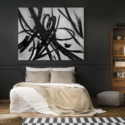 Gray Abstract Minimalist Canvas - Circular Strokes Home Decor