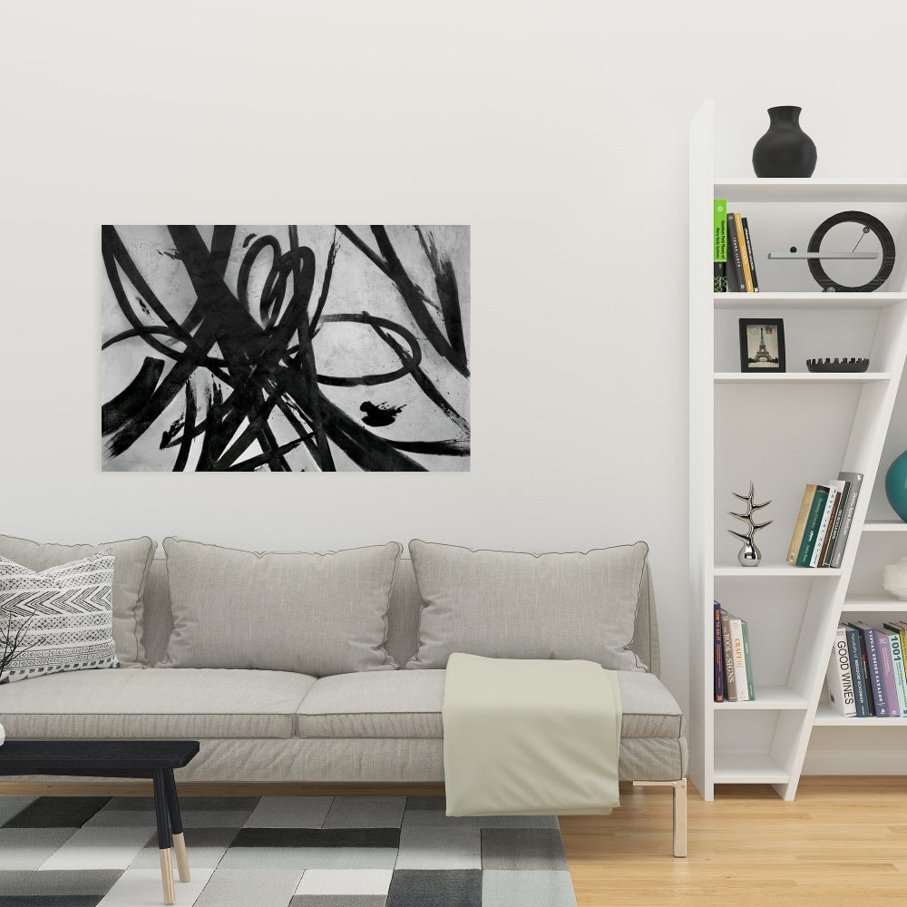 Gray Abstract Minimalist Canvas - Circular Strokes Home Decor