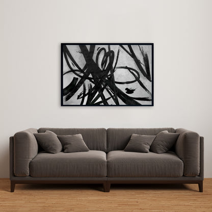 Toile minimaliste à traits circulaires - Décoration de salon abstraite