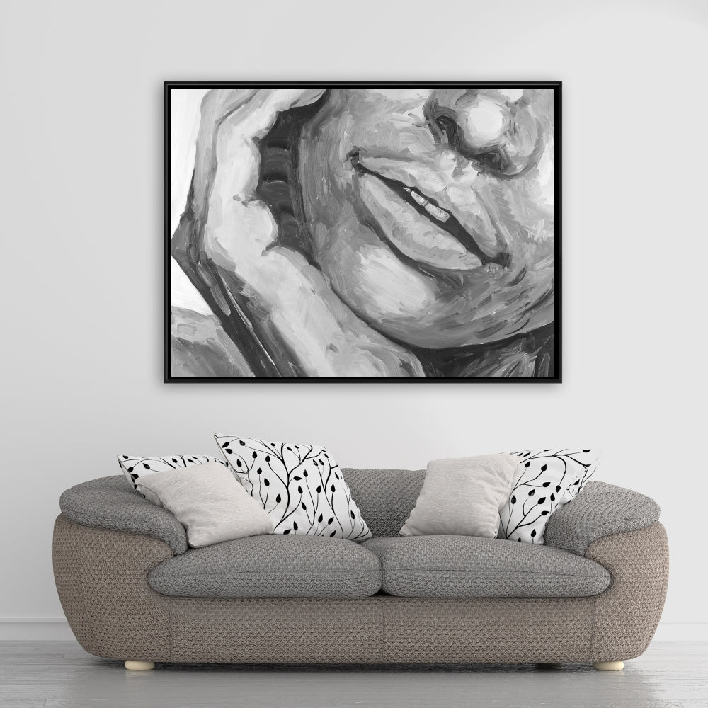 Toile encadrée grise « Lèvres irrésistibles » – Décoration de chambre