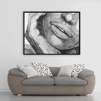 Toile encadrée grise « Lèvres irrésistibles » – Décoration de chambre