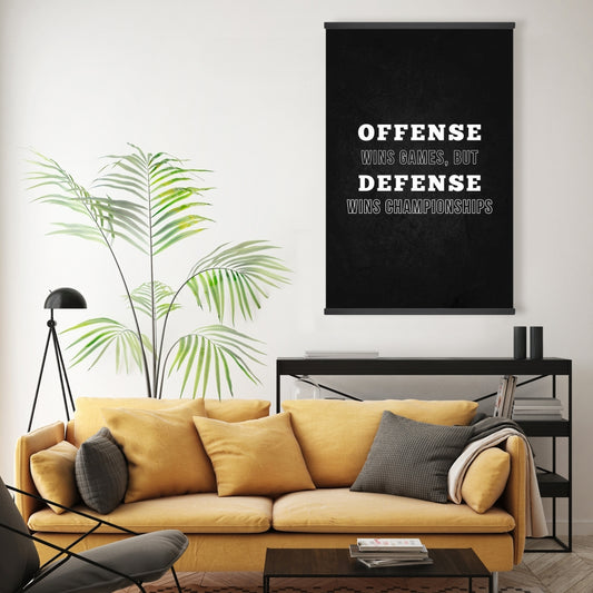 Man Cave Decor | Motivational Magnetic Canvas | Offense Wins