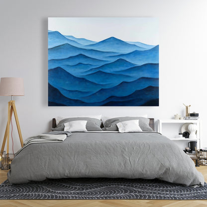 Dark Calm Ocean Waves Canvas | Coastal Marine Bedroom Decor