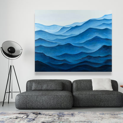 Blue Ocean Minimalist Bedroom Canvas - Home Decor Art
