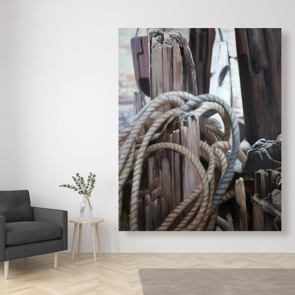 Driftwood Romantic White Canvas - Bedroom Decor Elegance