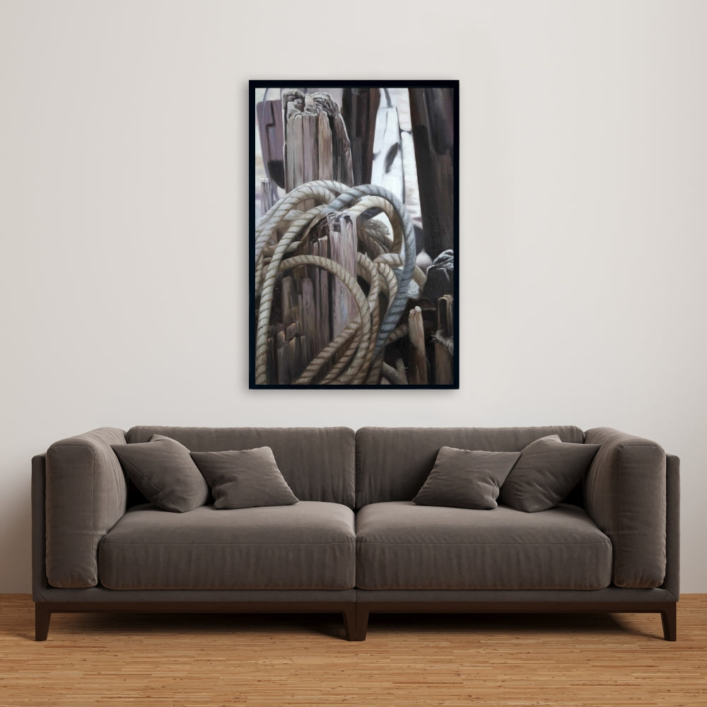 White Romantic Coastal Canvas Driftwood | Home Decor Art