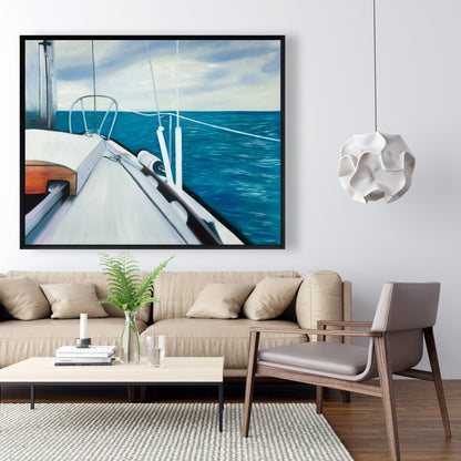 Sail on the Water | Coastal Marine Canvas | Bathroom Decor