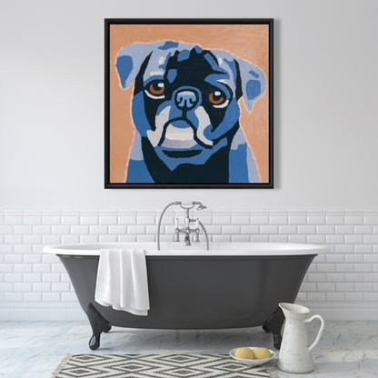 Blue Bedroom Contemporary Pug Canvas | Flash the Pug Décor
