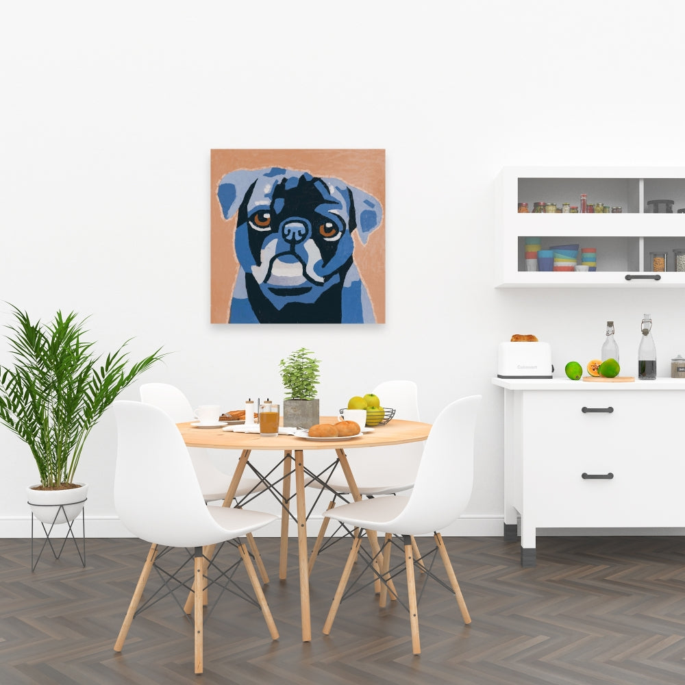 Flash the Pug Animals Blue Canvas - Bedroom Home Decor