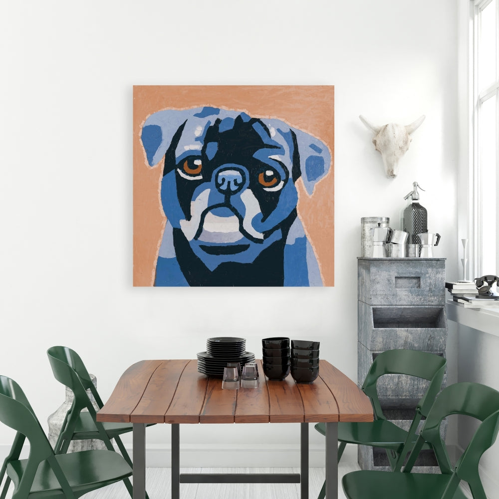 Flash the Pug Animals Blue Canvas - Bedroom Home Decor