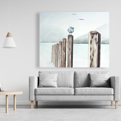 Coastal Blue Seagull Canvas - Marina Home Decor Wall Art