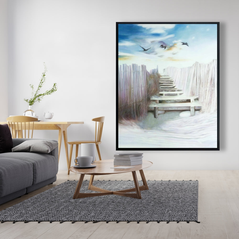 Break at the Beach Canvas | Blue Bird Coastal Framed Decor