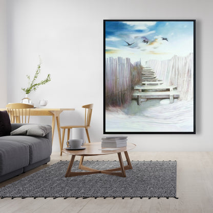 Break at the Beach Canvas | Blue Bird Coastal Framed Decor