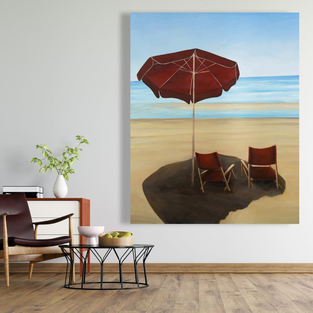 Coastal Sea Red Canvas - Relax at the Beach Home Decor