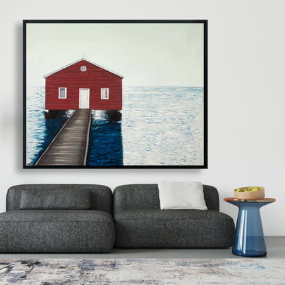 Boathouse Blue Framed Canvas | Bathroom Decor | Home Art