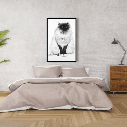 Toile « Chat siamois aux yeux bleus » | Décoration de chambre minimaliste