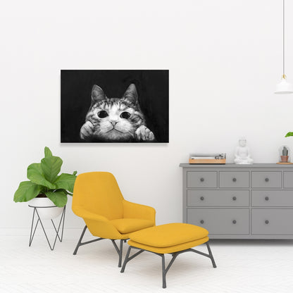 Curious Cat Monochrome Canvas - Stylish Home Decor for Pets
