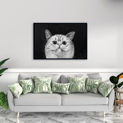 Watching Cat Framed Canvas | Home Decor for Pet Lovers