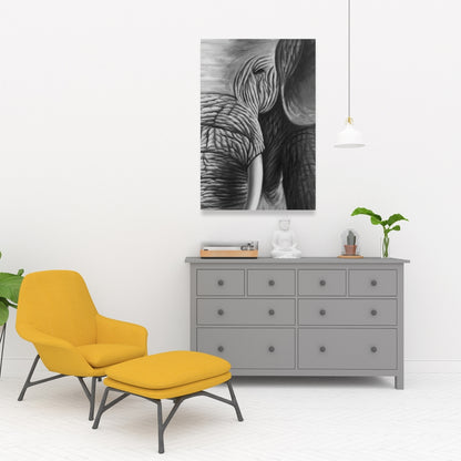 Toile encadrée gris éléphant – Décoration murale élégante pour salon