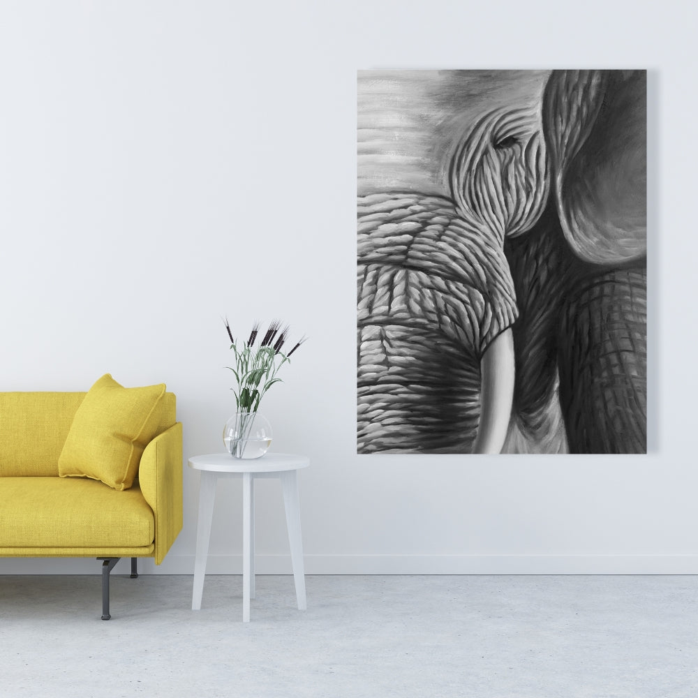 Toile encadrée gris éléphant – Décoration murale élégante pour salon