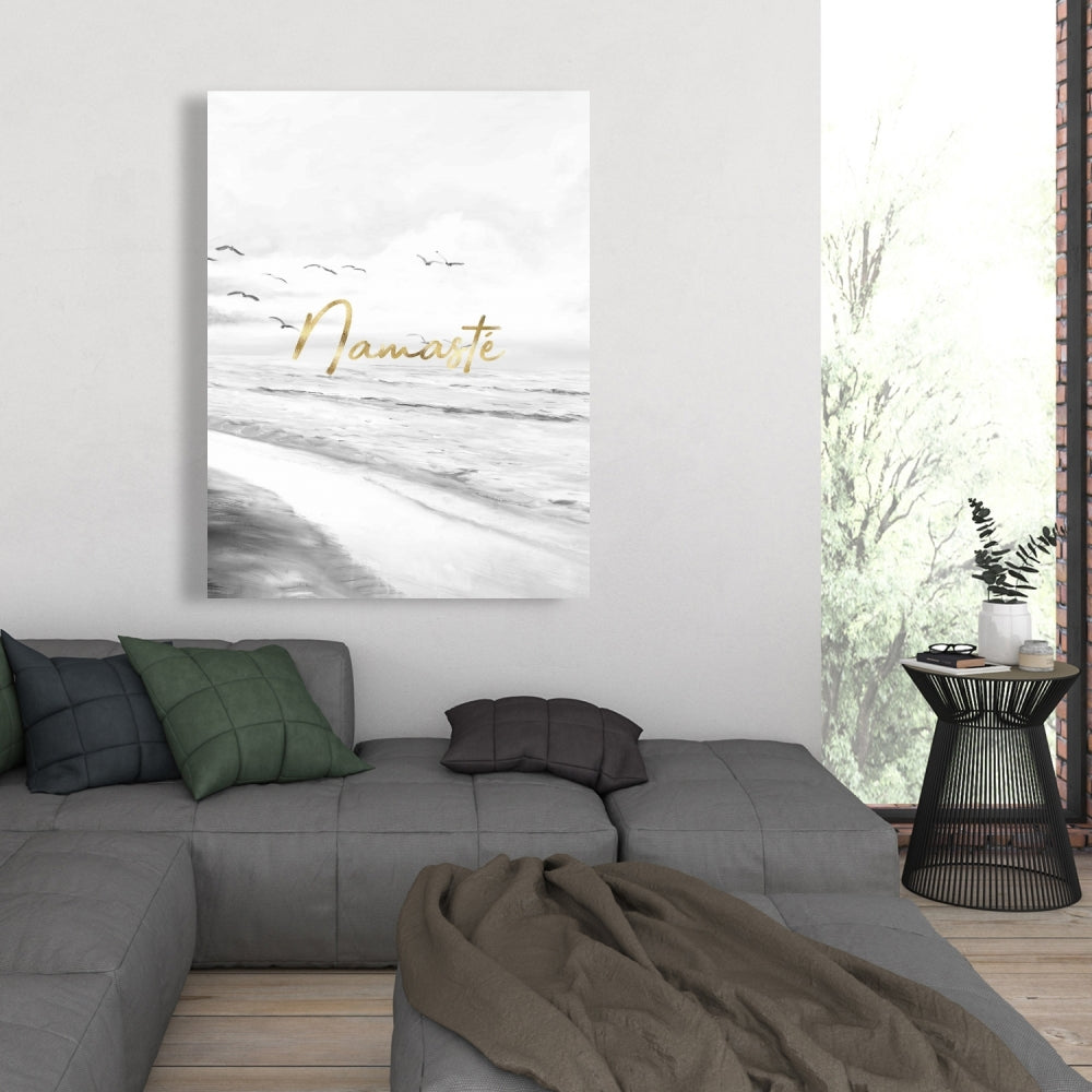Namaste Bedroom White Sea Canvas | Home Decor Wall Art