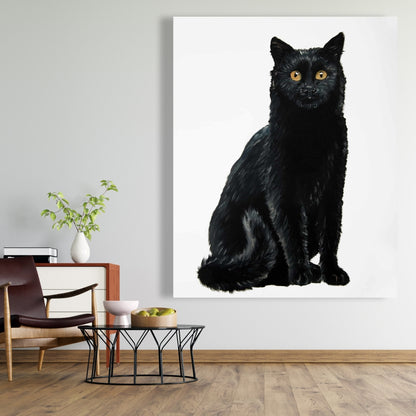 Black Cat Canvas | Illustrative Living Room Decor - Home Art