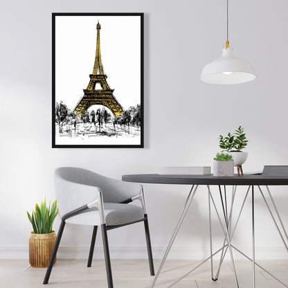 Eiffel Tower Outline Industrial Canvas - Street Scenery Decor