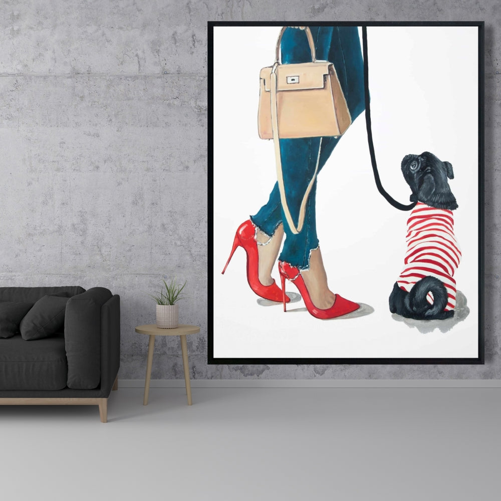 Toile « Best Friends Fashion » bleue avec animaux de compagnie | Décoration de chambre