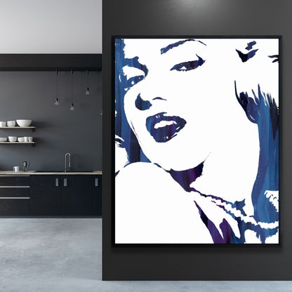 Marilyn Monroe en bleu – Toile encadrée pour décoration intérieure