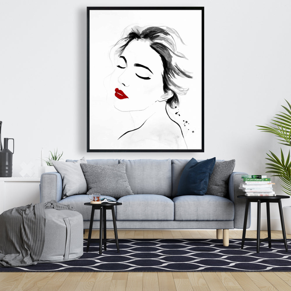 White Beauty Bedroom Canvas | Serenely Lady Watercolor Portrait