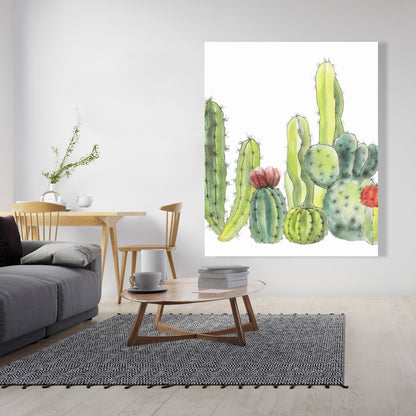 Botanical Green Canvas | Small Cactus Art for Home Decor