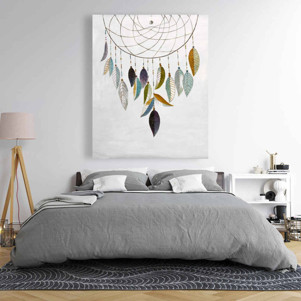 Dreamcatcher with Feathers Blue Bedroom Canvas | Home Decor