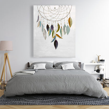 Dreamcatcher with Feathers Blue Bedroom Canvas | Home Decor