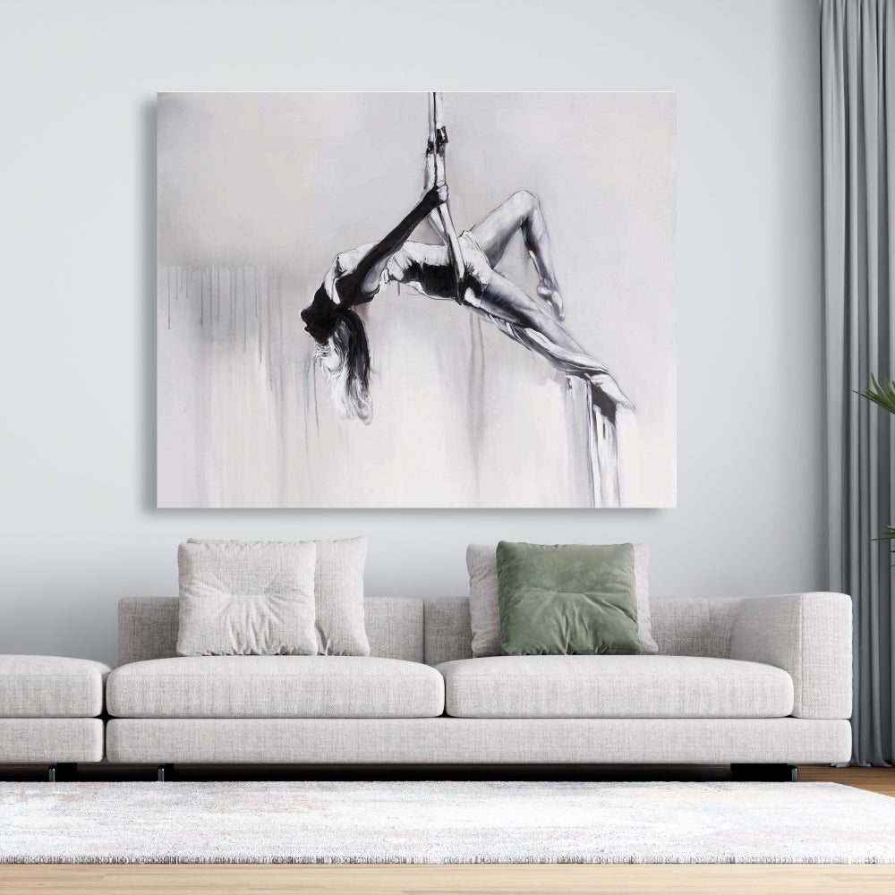 Monochrome Canvas - Dancer on Aerial Contortion Home Decor