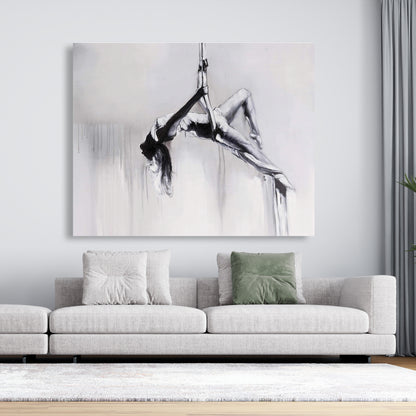 Monochrome Canvas - Dancer on Aerial Contortion Home Decor